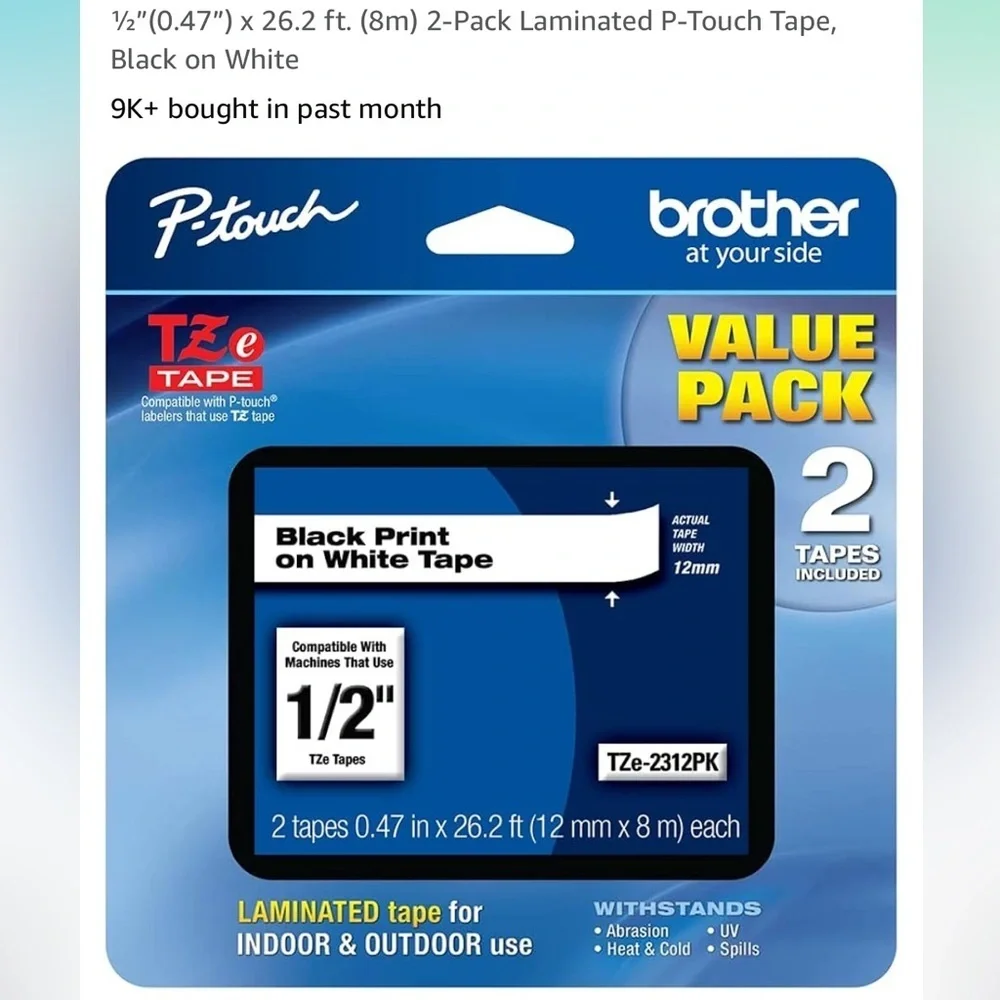 Brother P-Touch TZe-231 Black on White 2 Pack